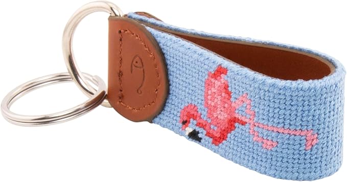 Leather Hand-Stitched Needlepoint Key Fob or Key Chain