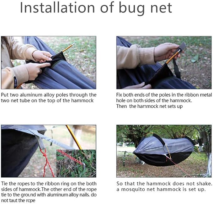 3 in 1 Hammock with Mosquito Net and Rain Fly Outdoor Hammocks Tents for Camping Backpacking Hiking (Orange, L)