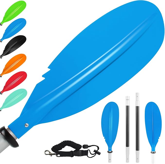 Kayak Paddles Adjustable 88in 4 Piece Kayak Oars Boat Paddles for Adults with Paddle Leash, Canoe Paddles for Kayaking Rafting Jet Ski Canoe Outdoor Kayak Water Sports and Safety Boat Accessories
