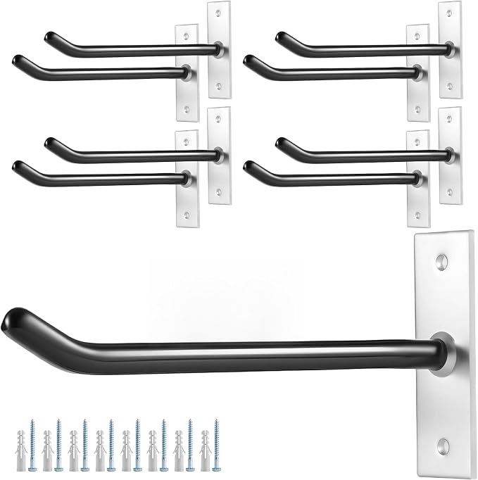 Sinoer 10-Inch Heavy Duty Steel Tire Rack Wall Mount (8-Pack) – Anti-Slip Garage Tires Hooks for Tire, Wheel, Ladder, Bike & Tool Storage – Garage Organization Hanger with Screws & Anchors, Black