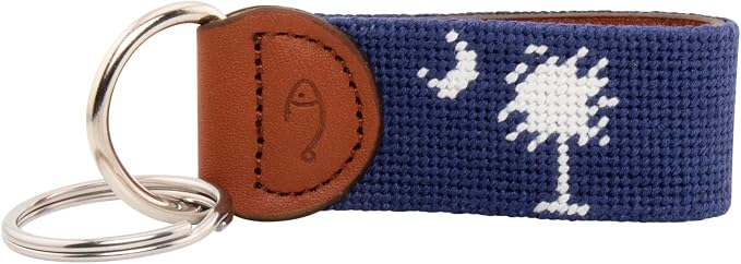 Leather Hand-Stitched Needlepoint Key Fob or Key Chain