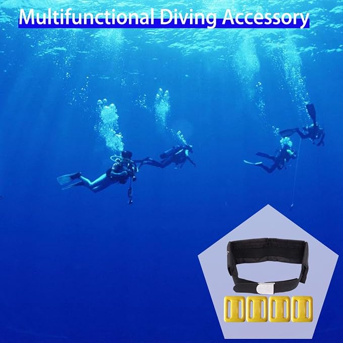 Vinyl Coated Diving Weights-4pcs 1.1-4.4 lbs Dive Weights with 4 Pocket Scuba Weight Belt with Quick Release Buckle,Used for Freediving, Spearfishing & Scuba Diving-Fit for Waist 32" to 52"
