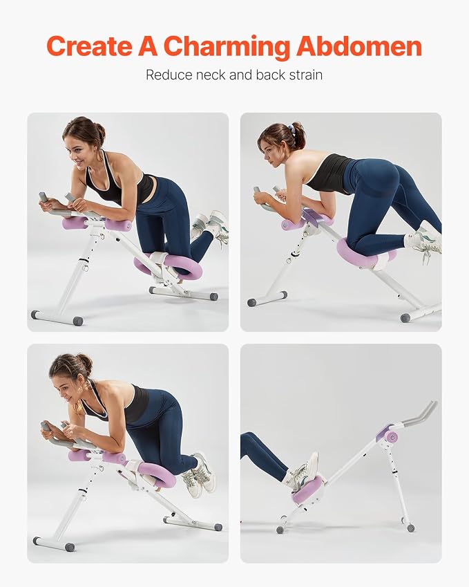 VEVOR AB Workout Machine, Ab Workout Equipment at Home Gym, Core & Abdominal Trainers for Women, 440 lbs Weight Capacity Strength Training Ab Cruncher, Foldable Adjustable Fitness Exerciser