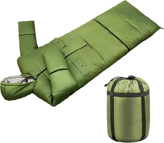 Wearable Sleeping Bag Adult Outdoor & Indoor Sleeping Bags Applicable Temperature 25℉-50℉ Designed for Camping, Hiking, Backpacking, and Other Outdoor Adventures