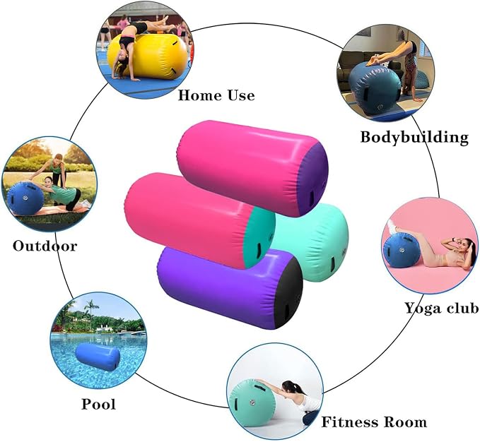 Gymnastics Air Roller Air Barrel Inflatable Tumbling Mat,Back Handspring Training Mats For Home Use, Gym Training, Cheerleading With Electric Pump