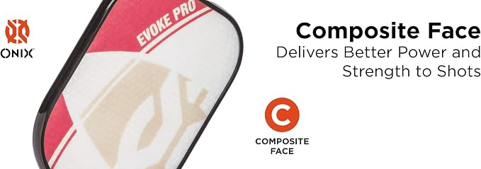 Onix Evoke Pro Composite Face Incredible Touch Maximum Control and Spin Pickleball Paddle – Polypropylene Honeycomb Core with Protective Edge Guard Widebody Shape