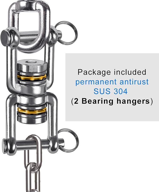 BeneLabel Swing Swivel, 360° Rotational Device with 2 Bearings, 770LB Capacity, Stainless Steel, for Aerial Dance, Yoga Swing Sets,Web Tree Swing, and More, 2 Pack