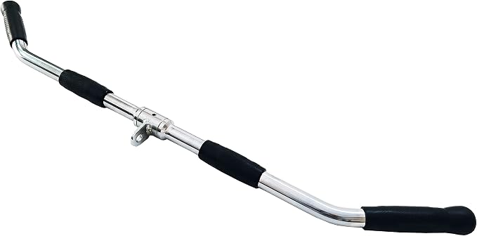 Lat Cable Machine Attachment Curl Pulldown Barbell Revolving Bar, Multi-Exerciser Cable Attachment, Solid Steel Tricep Press Down Bar with Rubber Handgrips & Revolving Hanger