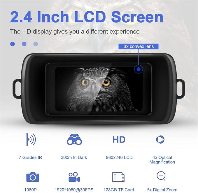R6 Digital Night Vision Binoculars 1080p Full Infrared Night Vision Goggles for Camping Travel