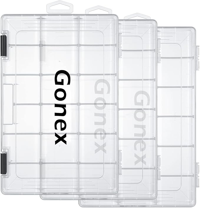 Gonex 3600 3700 Fishing Tackle Trays Lure Box with Adjustable Dividers | Clear PP Material, Adjustable Compartments, Fits Standard Tackle Box , For Fishing Lures Hooks Beads Accessories Storage