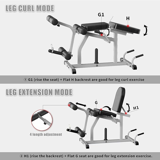 Z ZHICHI 2-in-1 Adjustable Leg Extension and Curl Machine, Easy Transition, Home Gym Leg Machine, Weight Capacity 660LBS