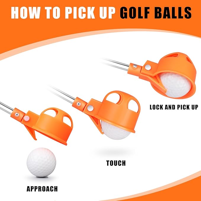 BIRDIEBLAST Golf Ball Retriever Telescopic, with Golf Ball Grabber for End of Putter, 9Ft/12Ft/16.3Ft/20Ft Professional Stainless Steel Golf Ball Retriever for Water