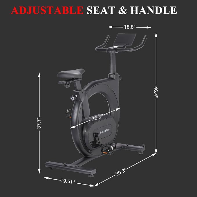 Exercise Bike, Magnetic Indoor Cycling Bike with 28Lbs Flywheel & Smart Resistance, 276LBS Capacity Stationary Bike with LCD Monitor, IPad Mount & App Connectivity