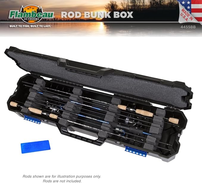 Flambeau Outdoors 4455BB Rod Bunk Box, Portable Fishing Rod Storage, Black