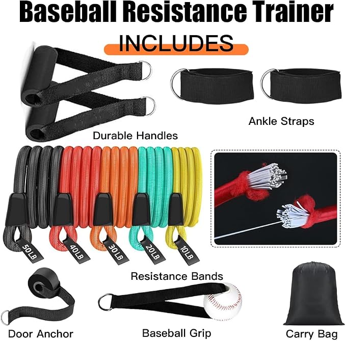 Davllin Baseball Resistance Trainer,Training Aid for Baseball Softball Pitchers,Interchangeable Grips to Build Arm Strength,Arm Bands for Baseball Players,Baseball Throwing Trainer,Great to Warm-Up