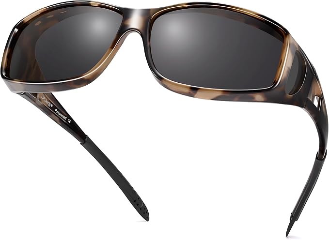 URUMQI Polarized Sunglasses Fit Over Glasses for Men Women, Wraparound Sun Glasses UV400 Protection for Driving Fishing