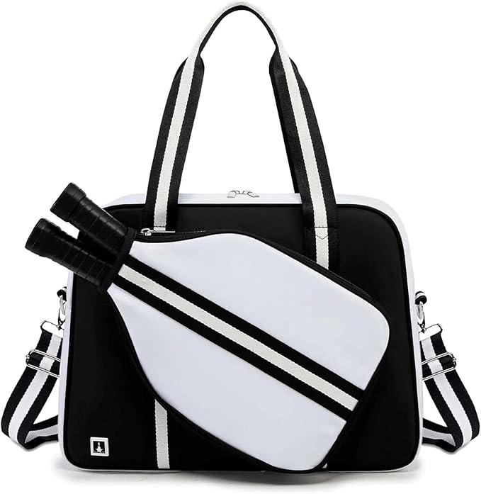 ROYALFAIR Pickleball Tote Bag for Women Men Large Capacity with Paddle Cover Pocket and Adjustable Shoulder strap