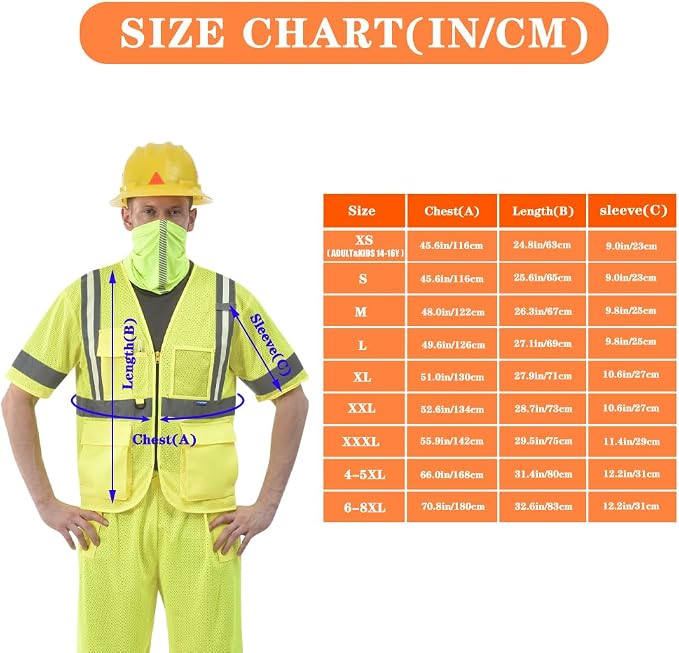 A-SAFETY High vis Reflective Mesh safety Vest ANSI Class 3,with Pockets and Zipper
