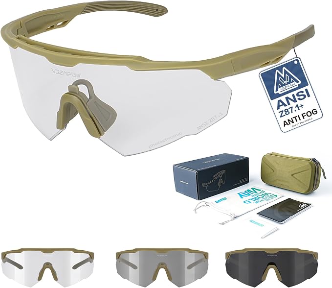 Shooting Glasses Anti Fog with High Definition Lenses, ANSI Z87+ Certified Tactical Safety Glasses for Men Women