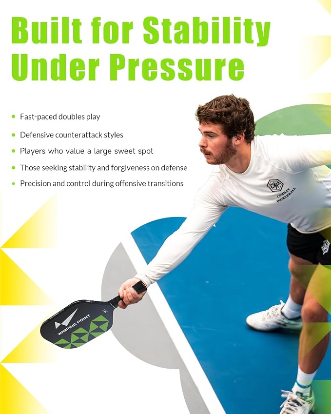 Warping Point Pickleball Paddle, Carbon Fiber Paddle with Endura Friction Surface, Polymer Honeycomb Core, Design for Ultimate Spin & Power, Large Sweet Spot & Contro, USAP Approved