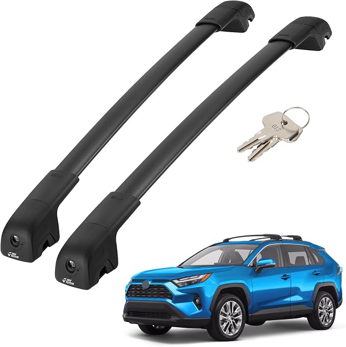 JOYTUTUS Lockable Car Roof Rack Cross Bars Only Compatible with Toyota RAV4 Adventure/TRD Off-Road 2019-2025, Aluminum Anti-Rust Cross Bars for Rooftop Cargo Carrier Luggage Kayak Canoe Bike