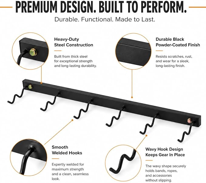Cable Attachment Storage Rack, LAT Pulldown Bar Holder, Home Gym Organizer for Cable Handles and Attachments