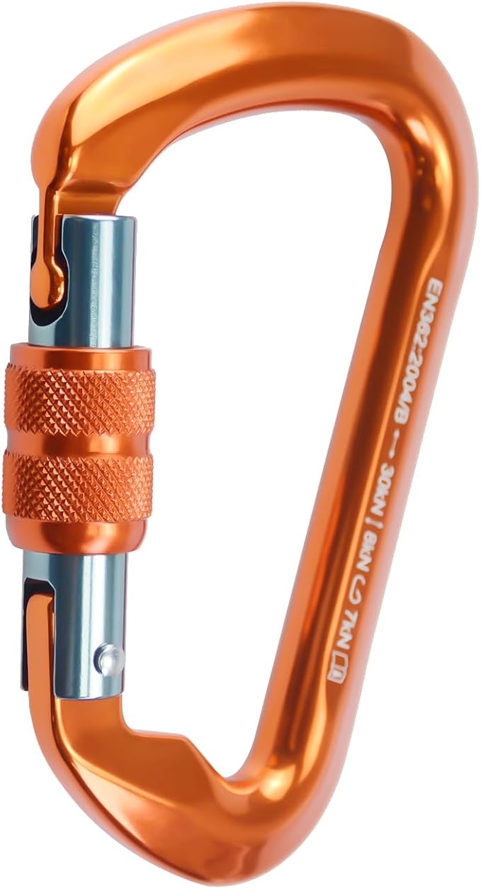 SEPEAK UIAA 30kN Locking Climbing Carabiner, Professional Heavy Duty Screwgate Clip for Outdoor Climbing, Mountaineering, Rappelling, Camping, Hiking, Swing,Large D Carabiner Hook/6744lb