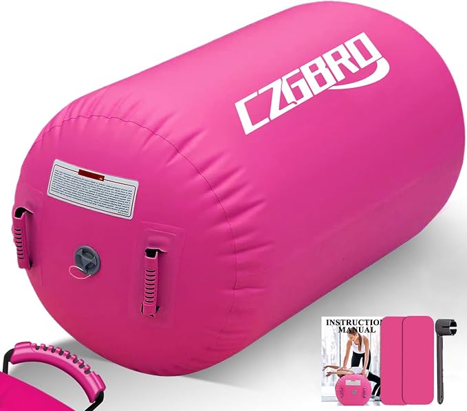 CZGBRO Gymnastics Barrel Air Roller NO Pump, Inflatable Tumbling Equipment Air Mat Octagon Mat for Backhandspring Training Cheerleading Home Use