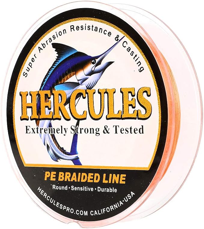 HERCULES Cost-Effective Super Cast 8 Strands Braided Fishing Line 10LB to 300LB Test for Salt-Water,109/328/547/1094 Yards(100M/300M/500M/1000M),Diam.#0.12MM-1.2MM,Hi-Grade Performance,Variety Colors