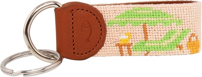 Leather Hand-Stitched Needlepoint Key Fob or Key Chain