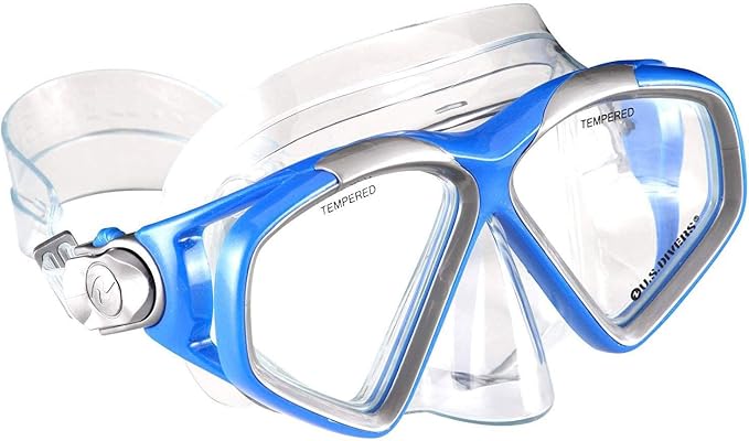 U.S. Divers Cozumel Snorkeling Set. Adult Snorkel Mask, Snorkel, Fins, and Travel Bag, X-Large 11.5 - 13, Electric Blue