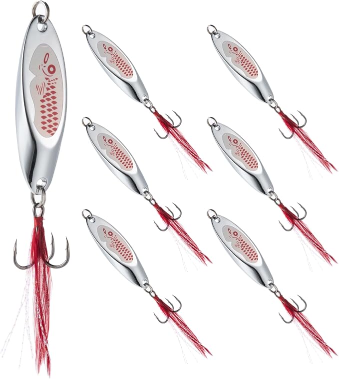 Goture Fishing Spoons Lures, Metal Spoon Trout Lures Freshwater Saltwater | Long Distance Casting Jigging Spoon for Trout Bass Crappie Pike Salmon Fishing,1/4oz 1/2oz 3/4oz 1oz 1-3/8oz