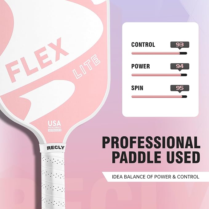 Recly Pickleball Paddles, Carbon Fiber Pickleball Paddle with UV Printed Finish & Sure-Grip Elongated Handle 14MM,USAPA Approved for Beginner and Professional Players