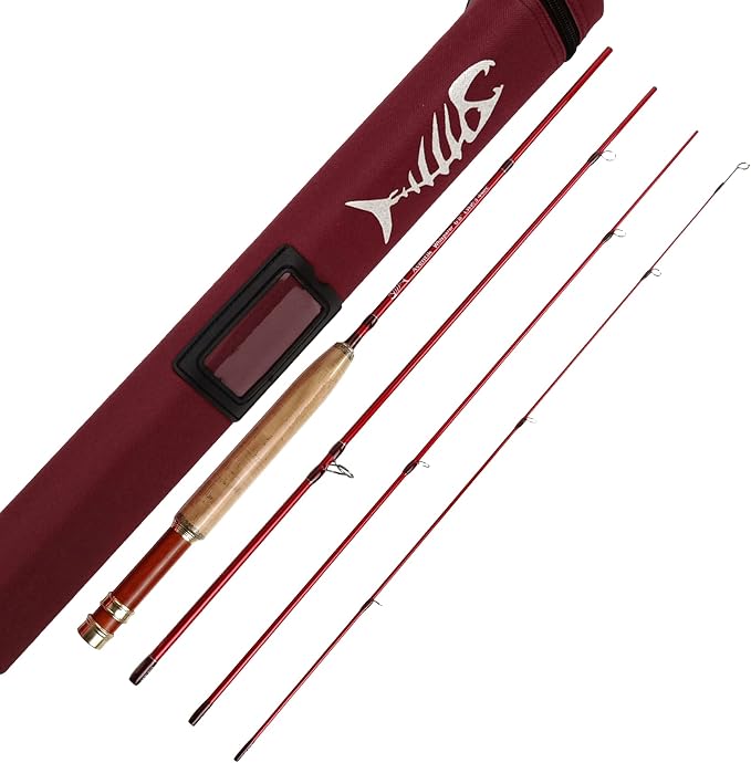 Aventik Whisperer Fly Fishing Rod 4 Pieces, 6FT 0/1/2/3wt, 7FT 3/4wt, 24T Corbon Fiber Fast Action Super Compact Freshwater Ultra Light Fly Rod with Cordura Rod Tube