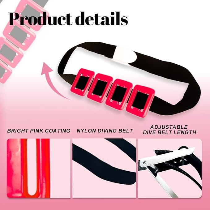 4Pcs 2.2Ib Dive Weights Belt Red Coated Diving Weight Block for Scuba Diving Coated Dive Weights Nylon Dive Belt with 1 Metal Quick Release Buckle for Free Diving Underwater Operations