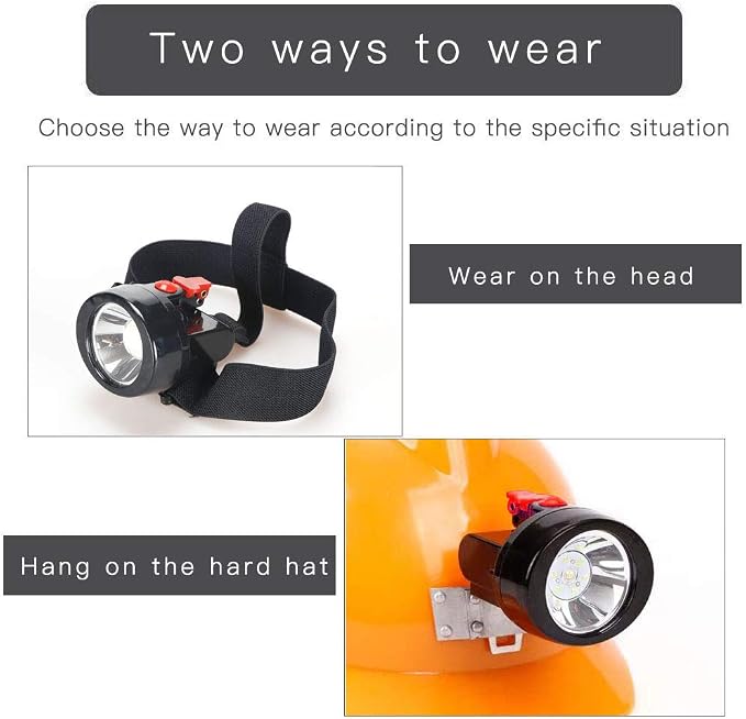 Rechargeable LED Mining Cap Lamp 1+6 Light Source, White Light Coal Miner Headlight for Hard Hat, Waterproof Underground Mining Light, High Brightness Safety Helmet Lamp for Outdoor Work