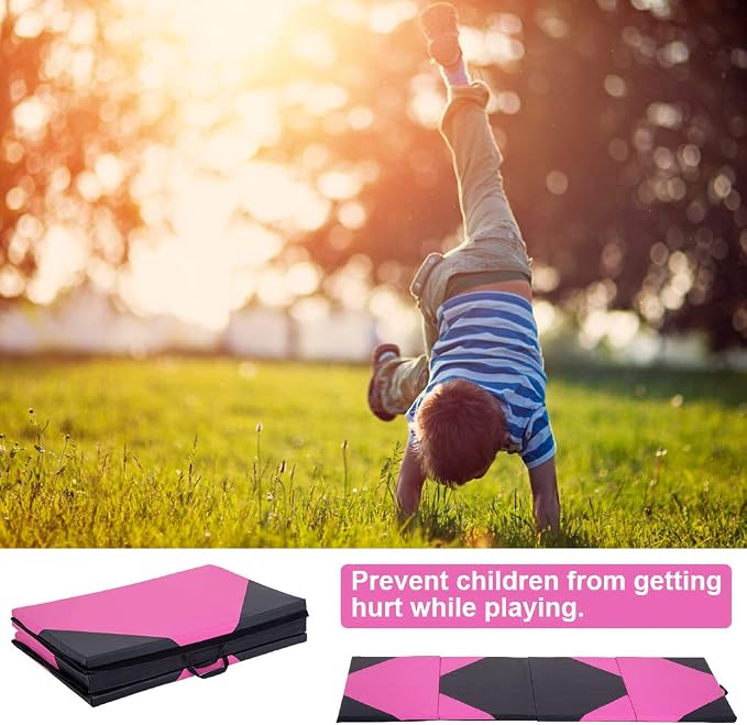 Gymnastics Tumbling Mats Portable Gymnastics Mat Folding Tumbling Mat Thick Yoga Mat Exercise Mat with Carrying Handles for home Workout outdoor Yoga Gymnastic