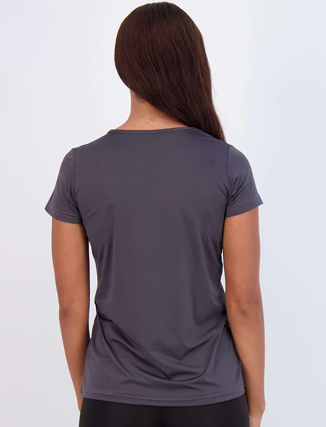 Real Essentials 5 Pack: Women's Short Sleeve T-Shirts Workout Tops Fitness Pilates Gym Activewear Athletic (Plus Available)