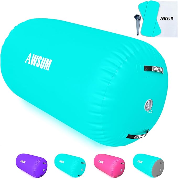 AWSUM Gymnastics Barrel Tumbling Equipment Air Roller Training Inflatable Back Handspring Trainer for Octagon Tumble Mat Gym Cheerleading Home Use 1 PCS，No Electric Pump