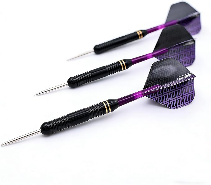 Professional Steel Tip Darts Set, 23g Brass Barrel with Aluminum Shafts, Black, 6-Pack with Extra Flights and Accessories Kit