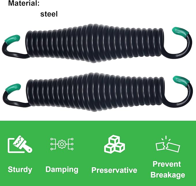 Porch Swing Springs Hammock Chair Spring Hold up to 1300lbs Heavy-Duty Chrome Springs for Hanging Chairs Ceiling Mount Porch Swings Punching Bag - 2 PCS Black
