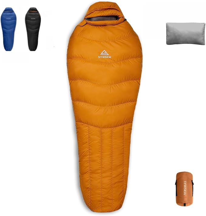 Down Sleeping Bag with Pillow for Backpacking,15℉ 5℉ 0℉ Wide Down Sleeping Bag (86.6 in x 33.5 in) for Adults,Youth Camping and Hiking Outdoor with 680FP Duck Down