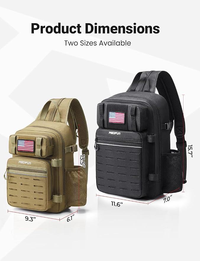 Piscifun Fishing Backpack Tackle Bag with 2 Rod Holders, Multi-Compartment Storage, MOLLE System, Water-Resistant Lightweight Outdoor Pack