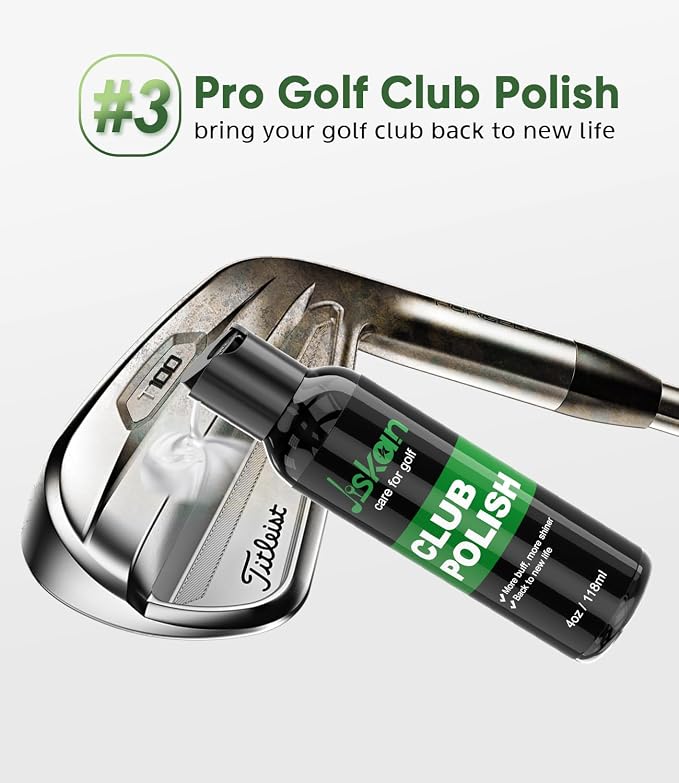 Jiskan Pro Golf Care Kit System Includes Golf Grip Cleaner Club Cleaner Club Polish Club Brush Golf Towel, Essentials Golf Accessories for Men Cool Golf Gifts for Men