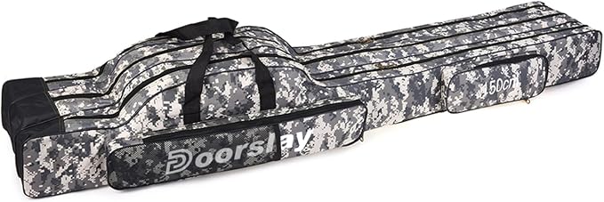 Fishing Bag Portable Folding Fishing Tackle Storage Bags Oxford Fishing Rod Case Fishing Pole Bag Carry Organizer Outdoor Waterproof for Fishing Camping Hiking Traveling
