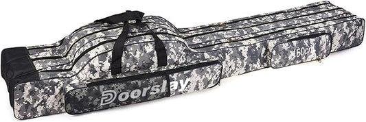 Fishing Bag Portable Folding Fishing Tackle Storage Bags Oxford Fishing Rod Case Fishing Pole Bag Carry Organizer Outdoor Waterproof for Fishing Camping Hiking Traveling