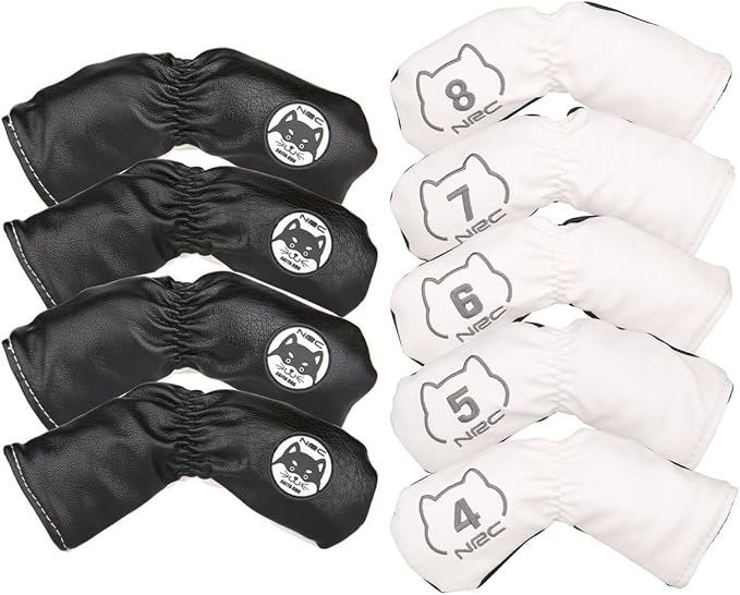 9pcs/Set Akita Dog Design Golf Club Iron Head Covers 4-9,P,S,A Fit Right Hand Irons
