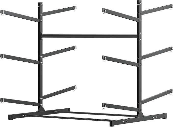 VEVOR Kayak Storage Rack, Heavy Duty Adjustable Freestanding Stand with Lockable Wheels for Indoor Outdoor Garage Shed Dock, Holder for Canoe, SUP, Surfboard & Paddleboard