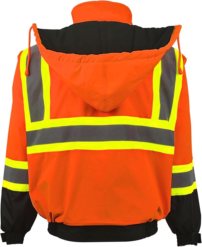High Visibility Winter Safety Jackets for Men Waterproof-Warm Reflective Jackets Fleece Lining for Work Construction