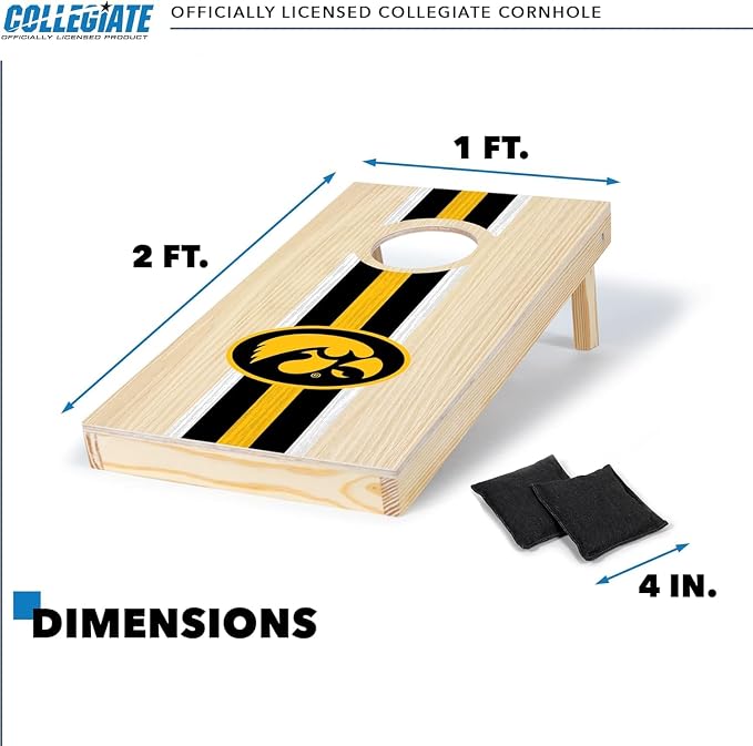 Wild Sports College Portable Size 1' x 2' Solid Wood Cornhole Set with Direct Print HD Team Graphics – Travel Size